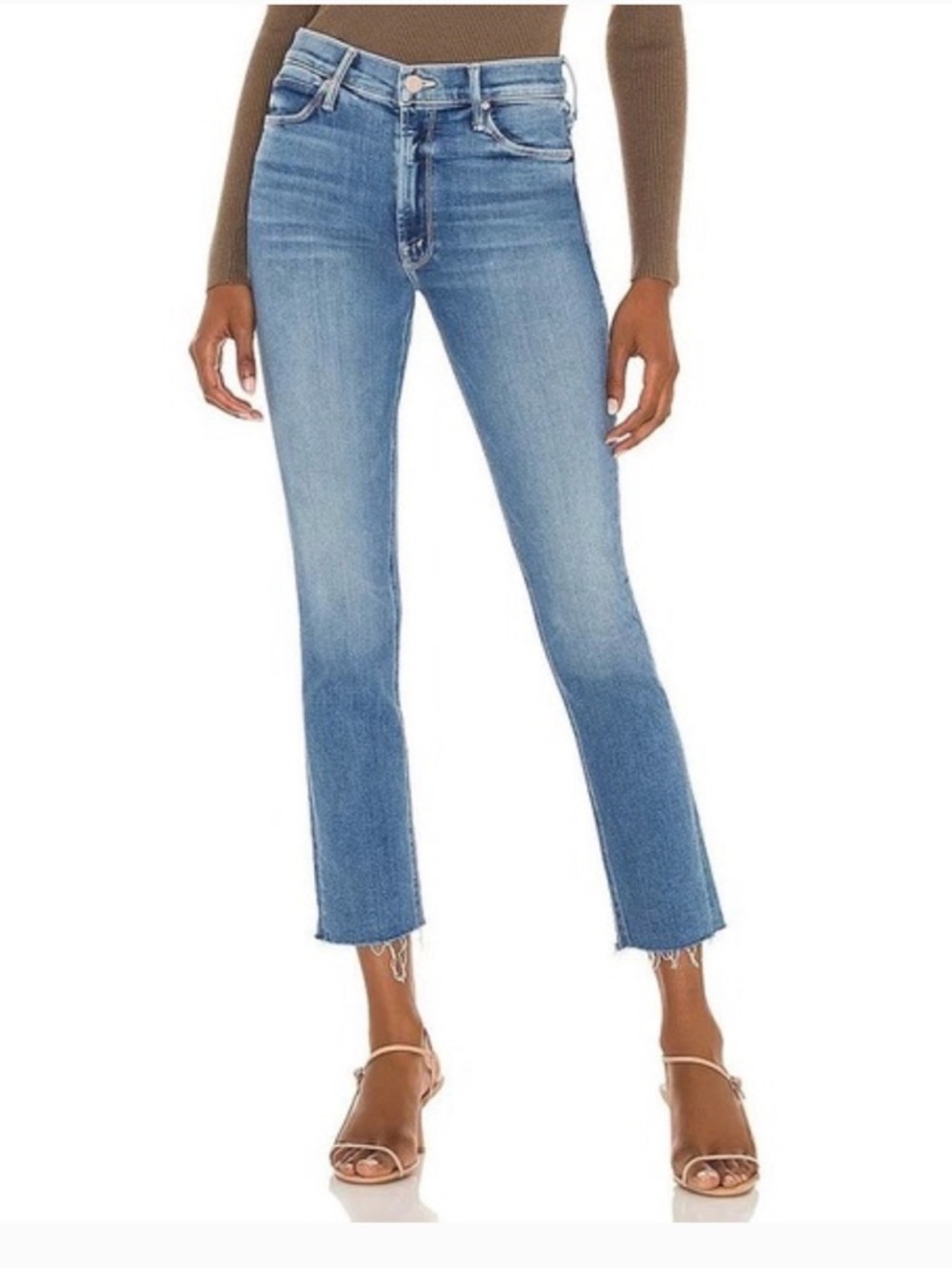 MOTHER Light Blue Cropped Straight Jeans